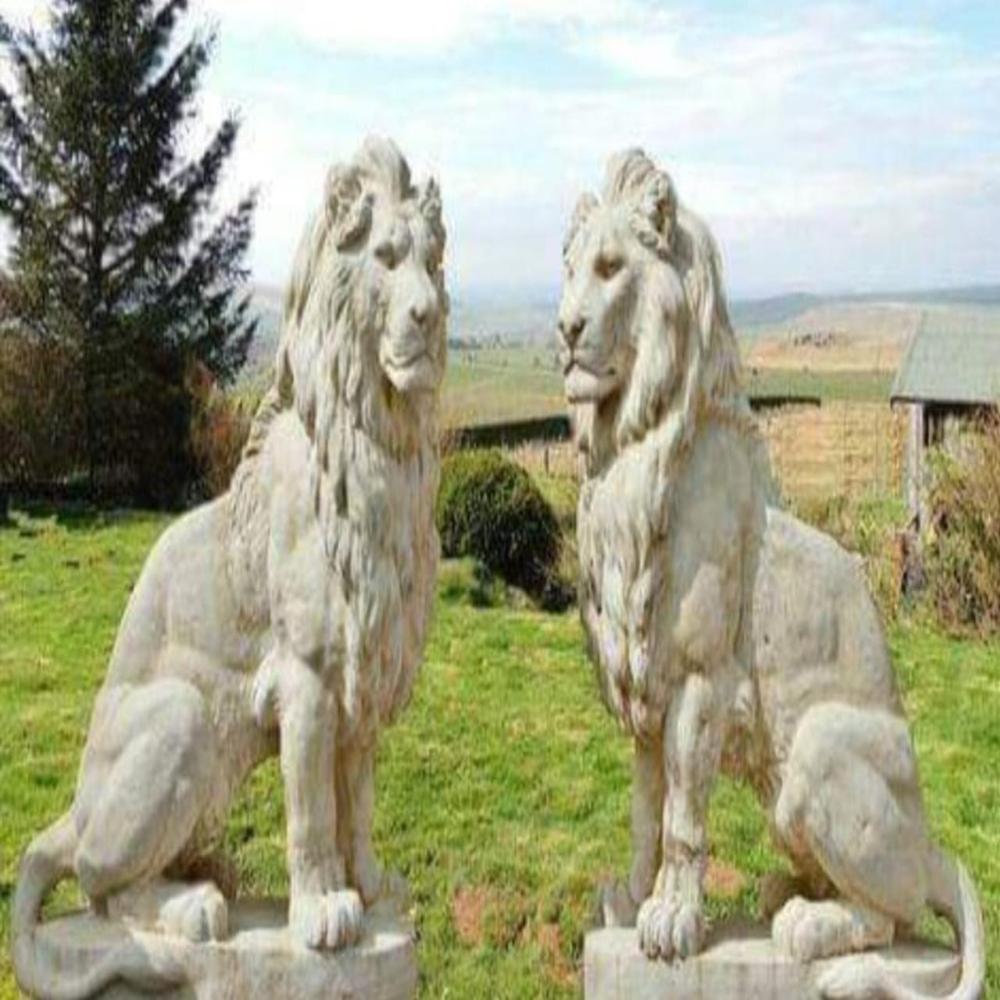 Marble Lion Statue - High-quality Stone Block, Standard Size, Pure White Color, Polished Surface Finish, Water-resistant Design