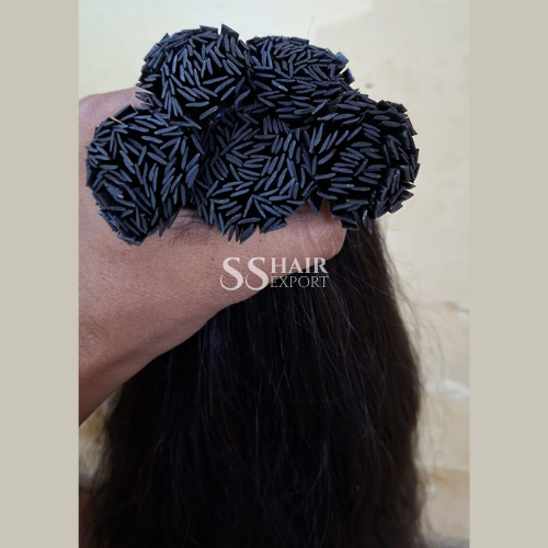 Black Flat Tip Hair Extensions 28in | 100 strands Indian Human Hair | Hair Salon Quality