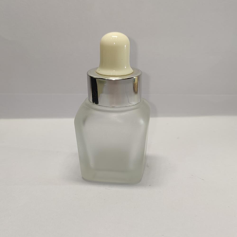 20ML CLEAR FROSTED SQUARE  GLASS BOTTLE