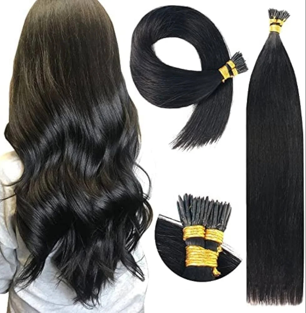 Black I Tip Human Hair Extension, 24 inch