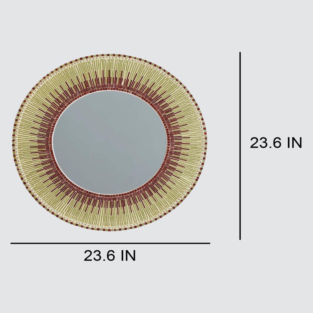 Royaloak Sunburst Round Mosaic Mirror - Mir4 - Color: Gold/red