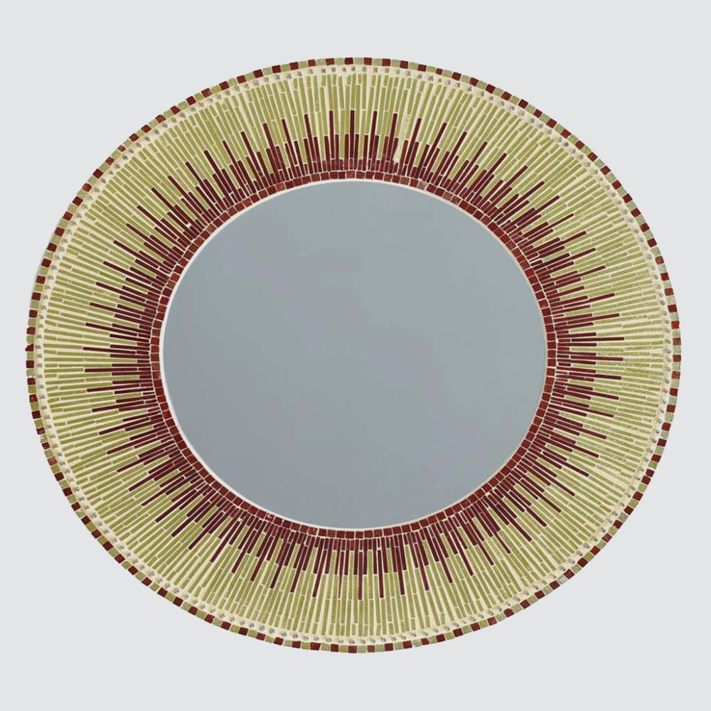 Royaloak Sunburst Round Mosaic Mirror - Mir4 - Color: Gold/red