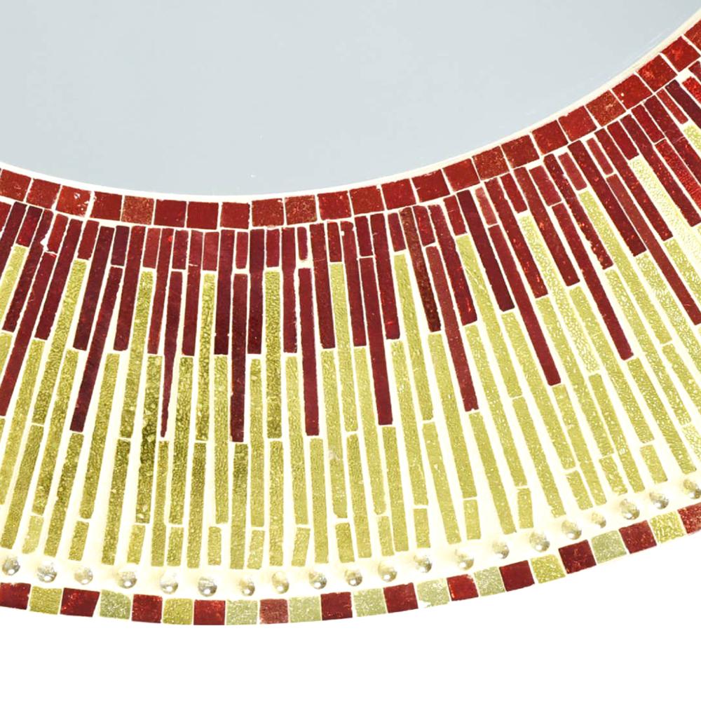 Royaloak Sunburst Round Mosaic Mirror - Mir4 - Color: Gold/red