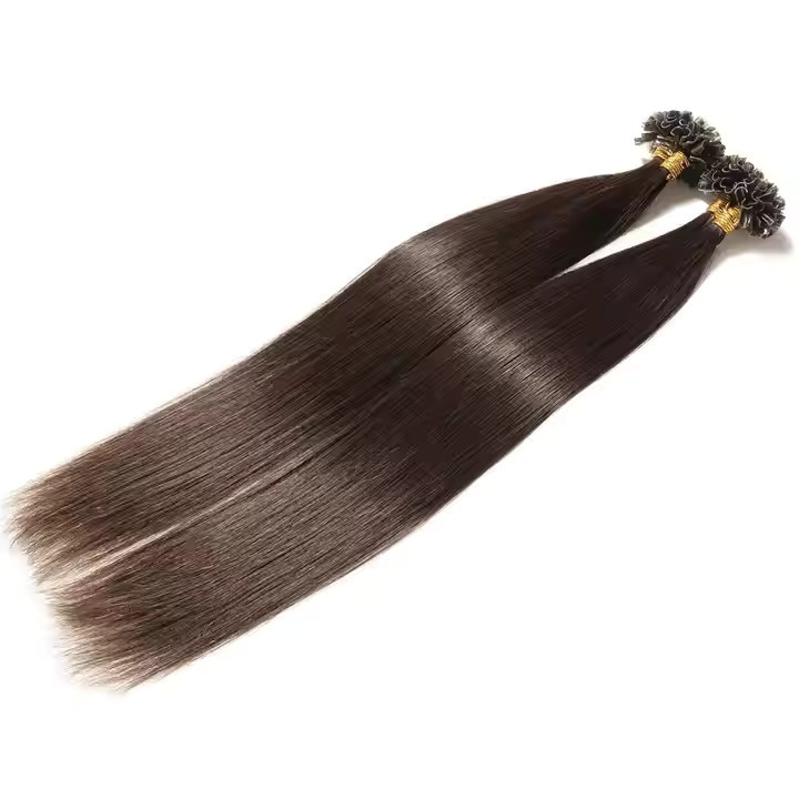 Brown Straight I-Tip Hair Extensions 18in | 100 strand Human Hair Keratin Bonded