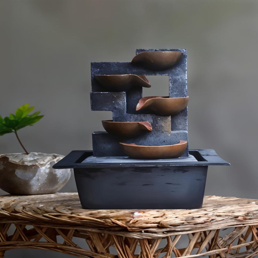 Royaloak Alpine-Four Bowl Water Fall Fountain - Sfntn-5 - Color: Grey/Brown