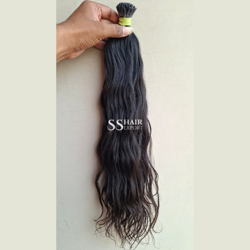 I-Tip Hair Extension 20Inch | 100Gm Virgin Human Hair Cold Fusion Micro Ring Salon Installation - Color: Black