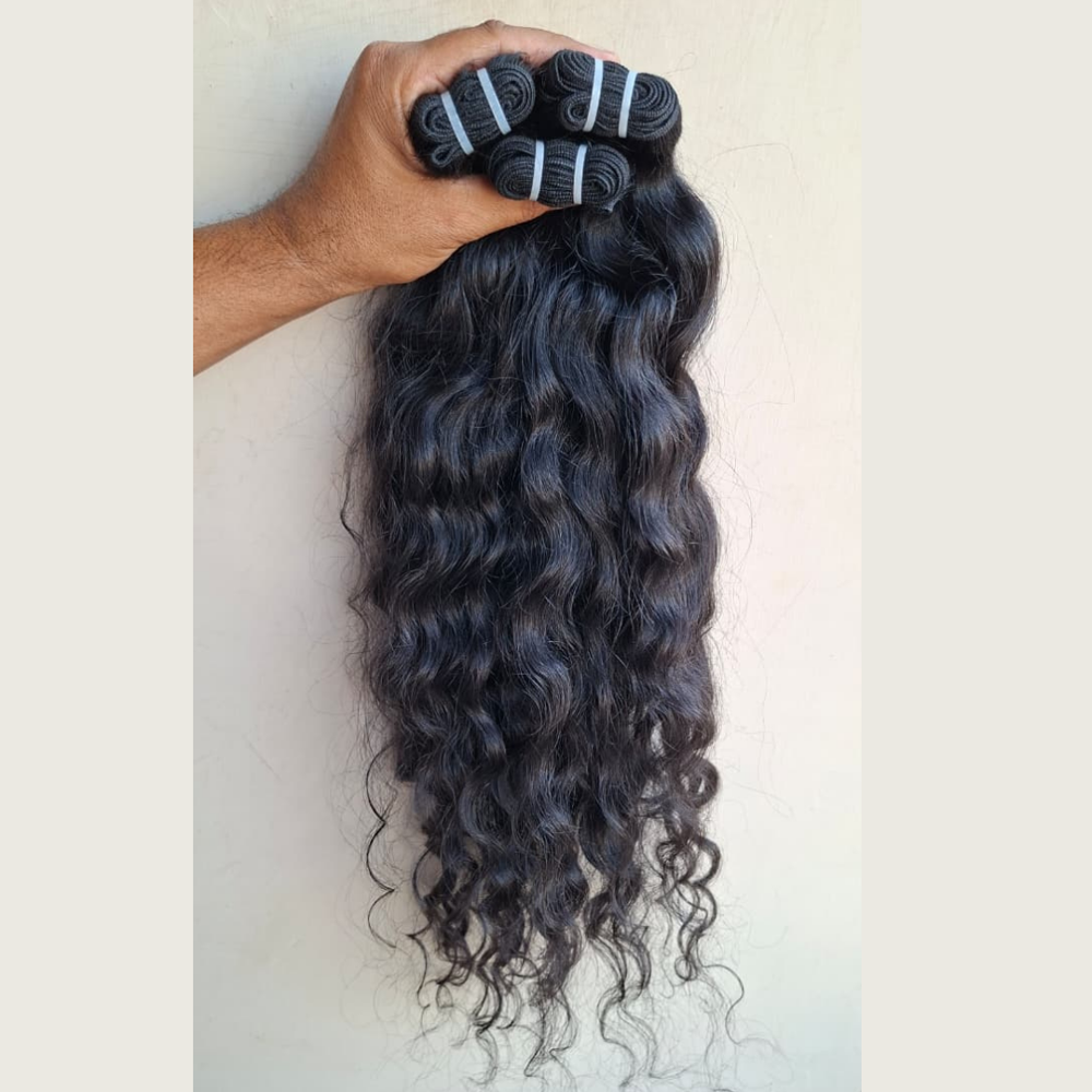 Curly Weft Human Hair Extensions Virgin Raw Hair Bundles Direct Manufacturer