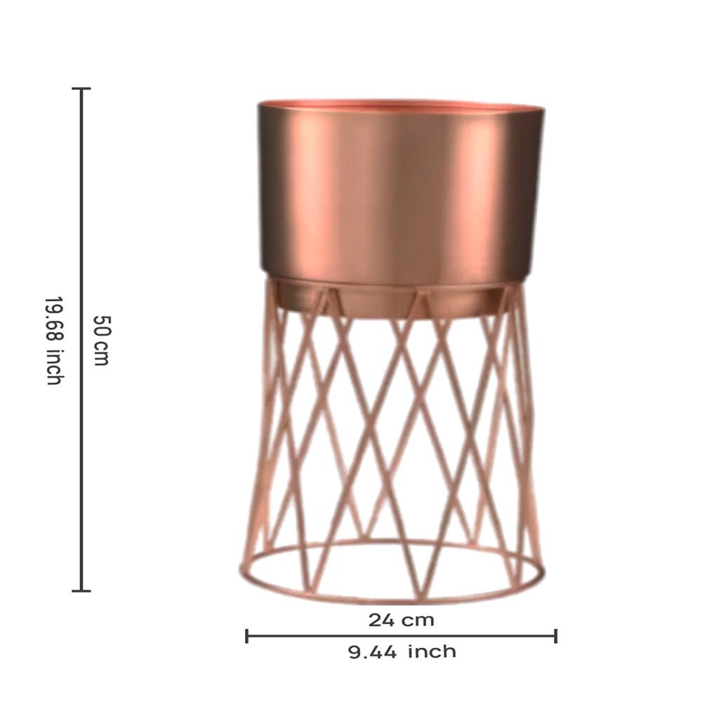 Royaloak Metal Wire Stand Large Planter - Rosegold - Eplt-18 - Color: Rose Gold