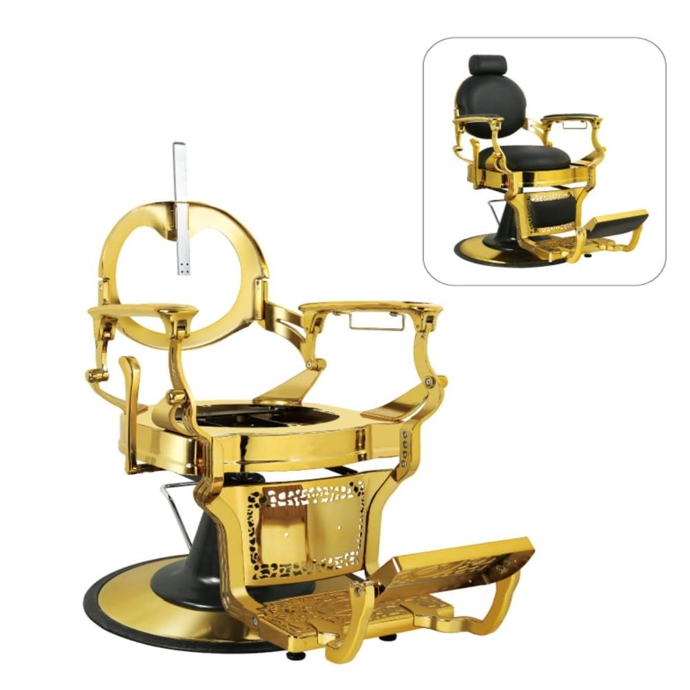 Vintage Heavy Salon Chair Gold Round - Color: Golden