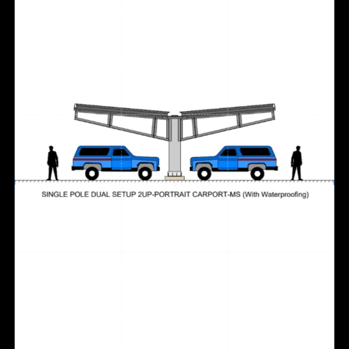 SINGLE POLE DUAL SETUP 2UP-PORTRAIT CARPORT-MS (With Waterproofing)