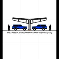 SINGLE POLE DUAL SETUP 2UP-PORTRAIT CARPORT-MS (With Waterproofing)