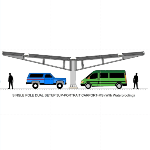 SINGLE POLE DUAL SETUP 3UP-PORTRAIT CARPORT-MS (With Waterproofing)