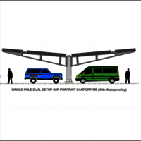 SINGLE POLE DUAL SETUP 3UP-PORTRAIT CARPORT-MS (With Waterproofing)