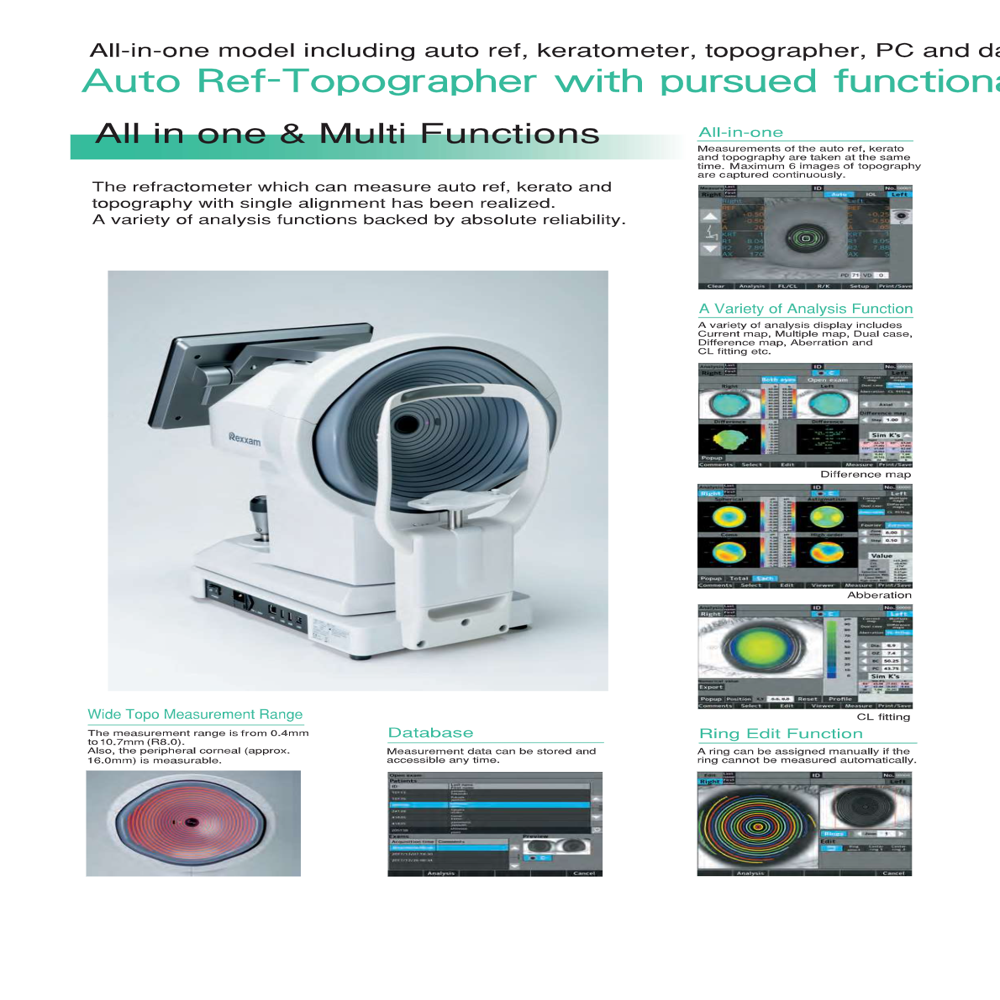 Rexxam Ret 700 Corneal Topography System Magnification: High