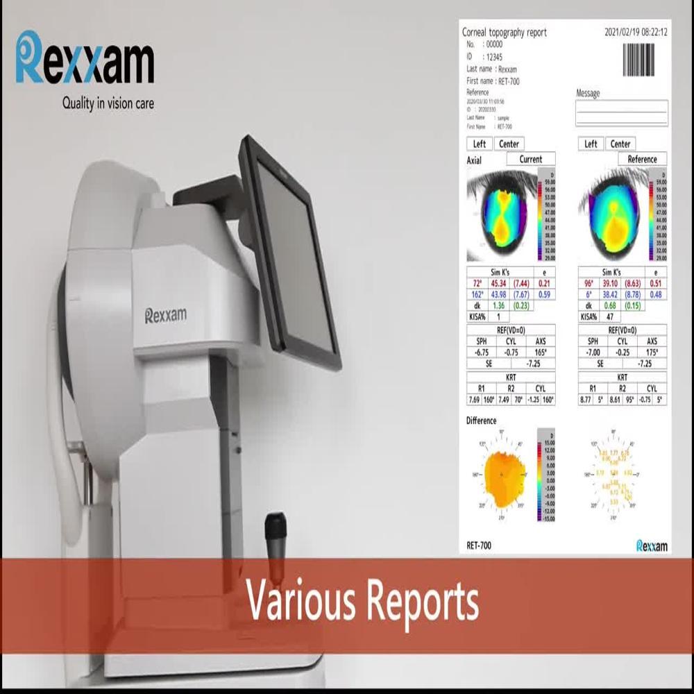 Rexxam Ret 700 Corneal Topography System Magnification: High