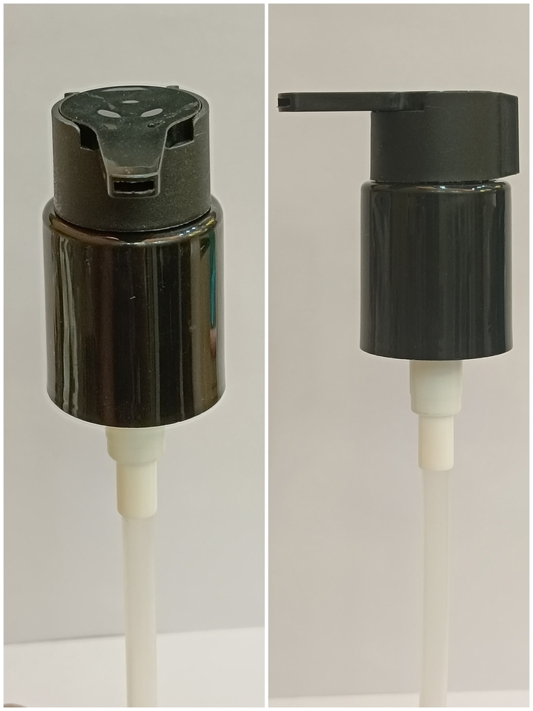 24mm Beak Pump (Black) - PP Material, 24/410 or 24/415 Thread Size, Slanted Nozzle, Lockable Mechanism, Designed for Precise Dispensing