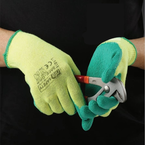 Latex Cotton Knitted Gloves - Color: Green