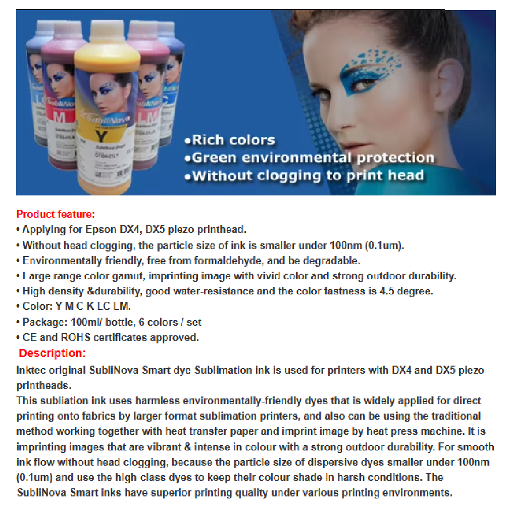 1 Litre Sublimation Ink - Color: Multi Colour