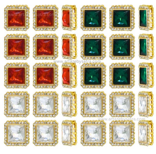 Square Shape Meenakari Kundan Beads | Size : 19mm | Qty : 6pcs
