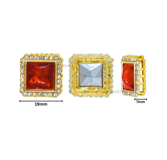Square Shape Meenakari Kundan Beads | Size : 19mm | Qty : 6pcs