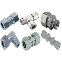 Hydraulic Ferrule Fittings - Stainless Steel, Standard Size, Silver Color | Round Shape For Fluid Transfer & Pressure Regulation Systems