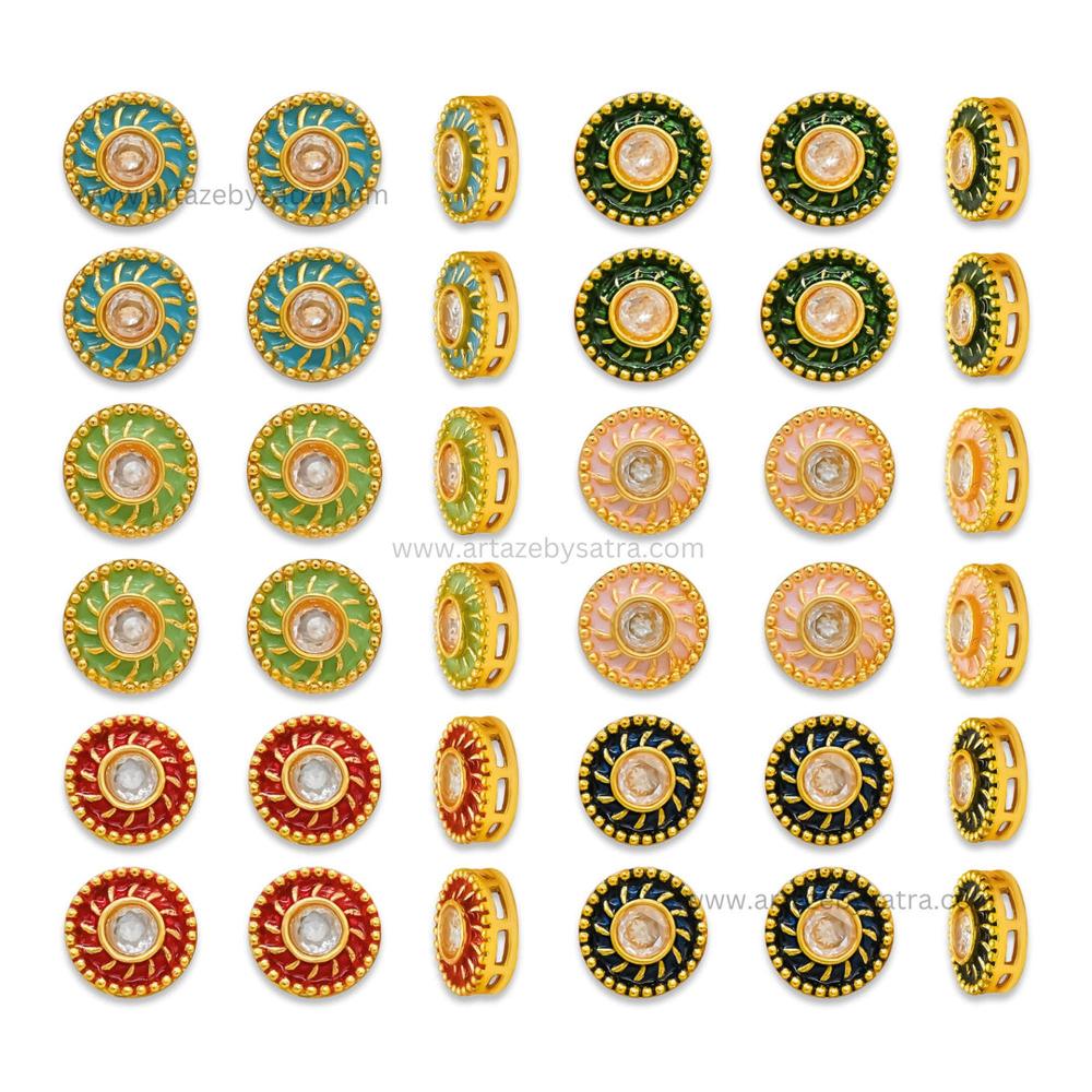 Round Shape Meenakari Kundan Beads | Size : 11mm | Qty : 12pcs
