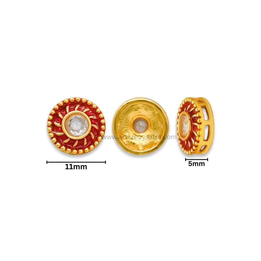Round Shape Meenakari Kundan Beads | Size : 11mm | Qty : 12pcs