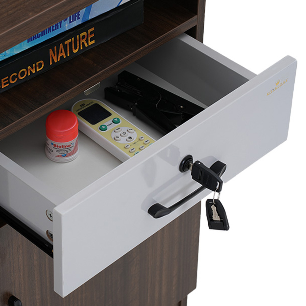 Royaloak Latina Italian Office Table 1.2m | Hdf | High Glossy Finish - Of7802-1.2 - Color: Brown/white