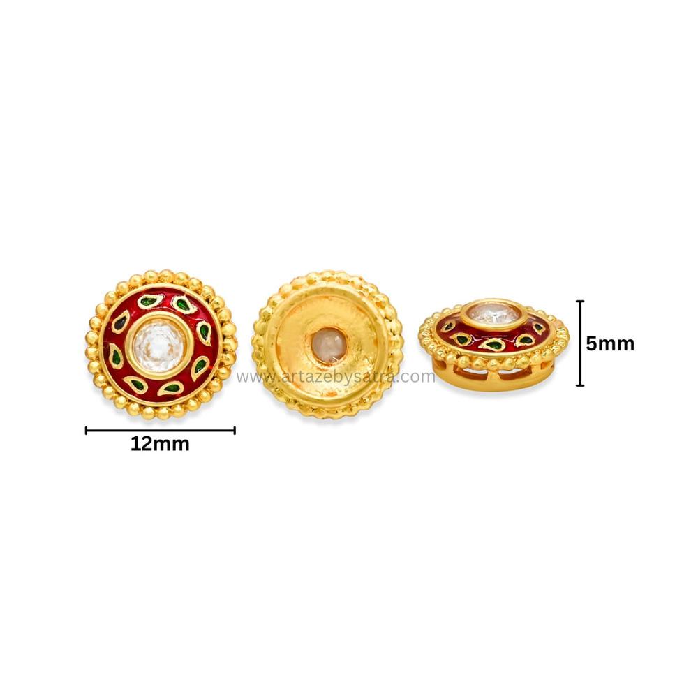 Round Shape Meenakari Kundan Beads | Size : 12mm | Qty : 12pcs