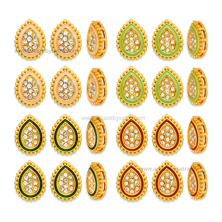 Drop Shape Meenakari Kundan Beads | Size : 13mm | Qty : 12pcs