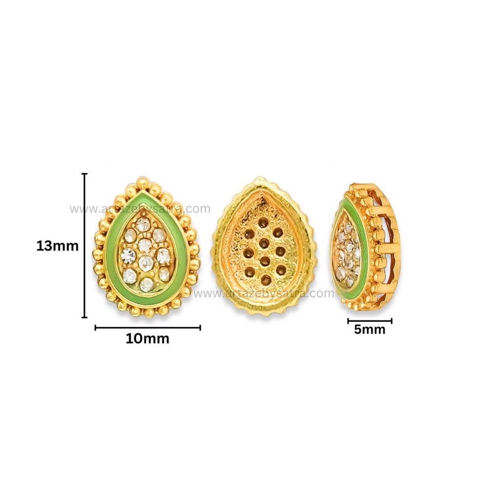 Drop Shape Meenakari Kundan Beads | Size : 13mm | Qty : 12pcs