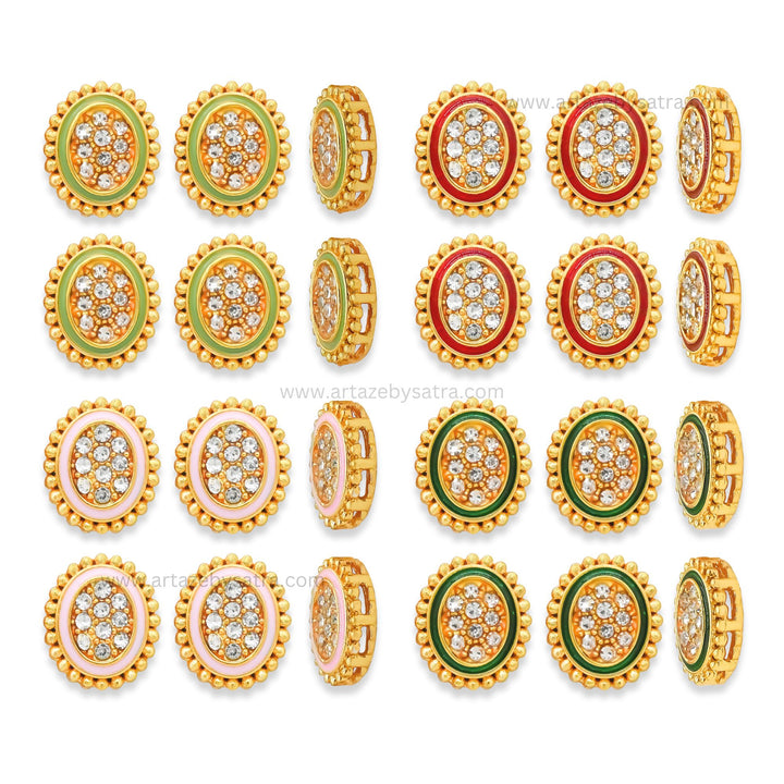 Oval Meenakari Kundan Beads | Size : 10mm | Qty : 12pcs