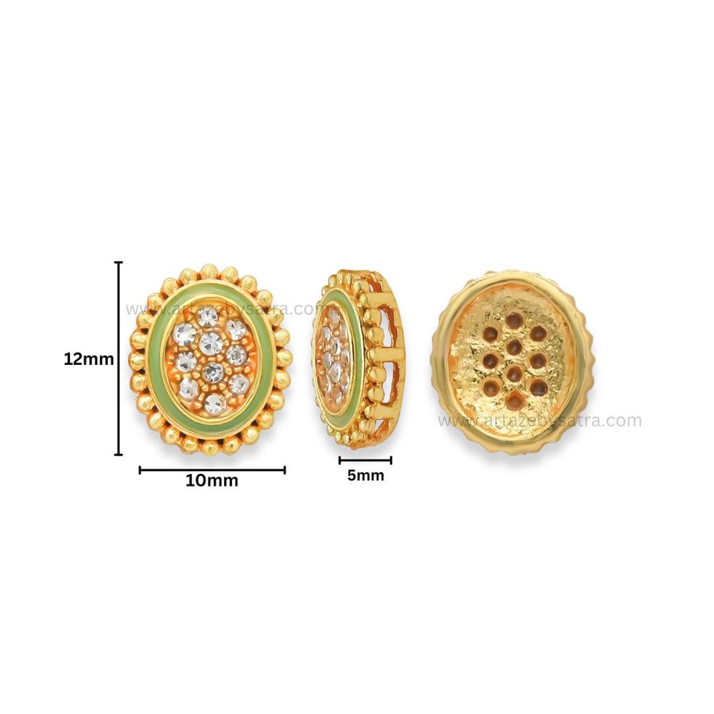 Oval Meenakari Kundan Beads | Size : 10mm | Qty : 12pcs