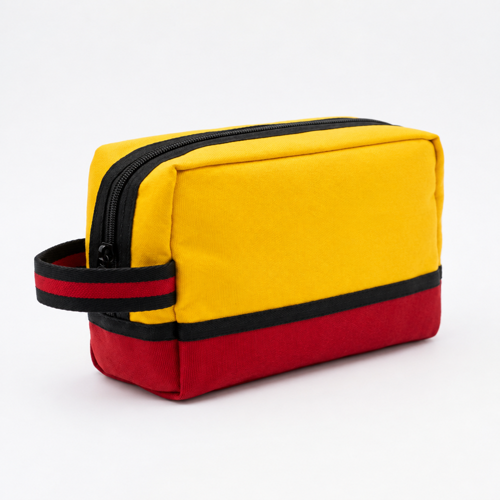 Yellow & Red Colorblock Canvas Pouch