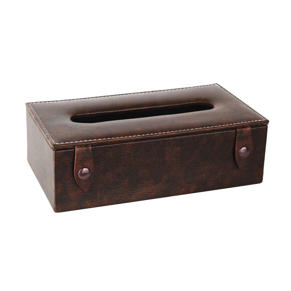 Rectangle Pu Leather Tissue Paper Box - Color: Black