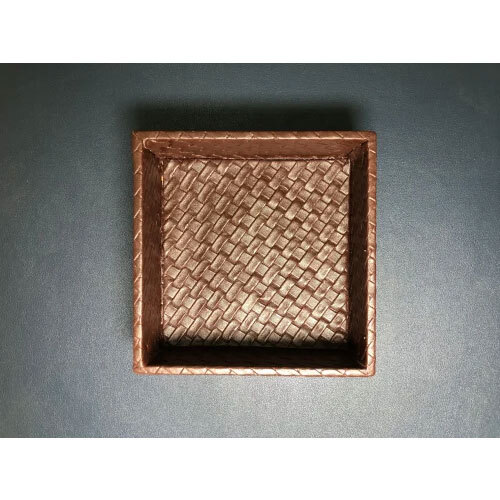 Pu Leather Tray - Color: Golden