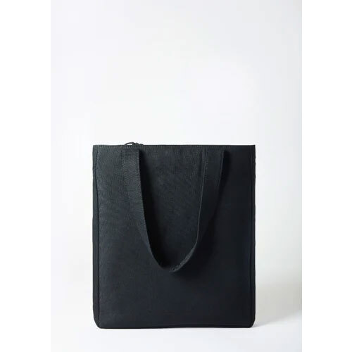 Printed Canvas Shopping Bag - Color: White