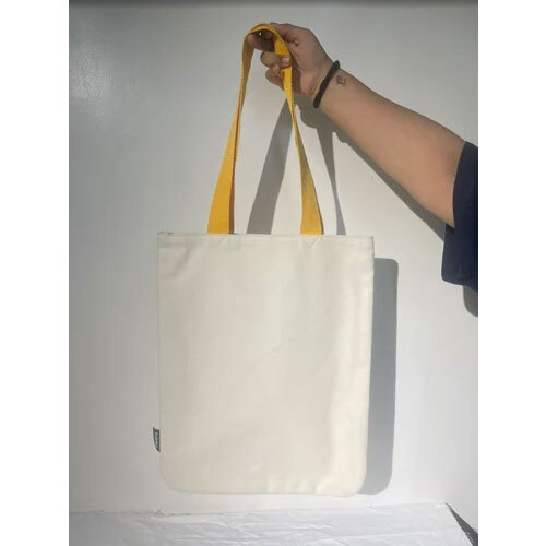 White Cotton Canvas Plain Shopping Bag