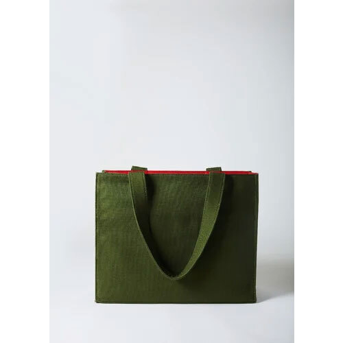 Olive Canvas Plain Shopping Bag