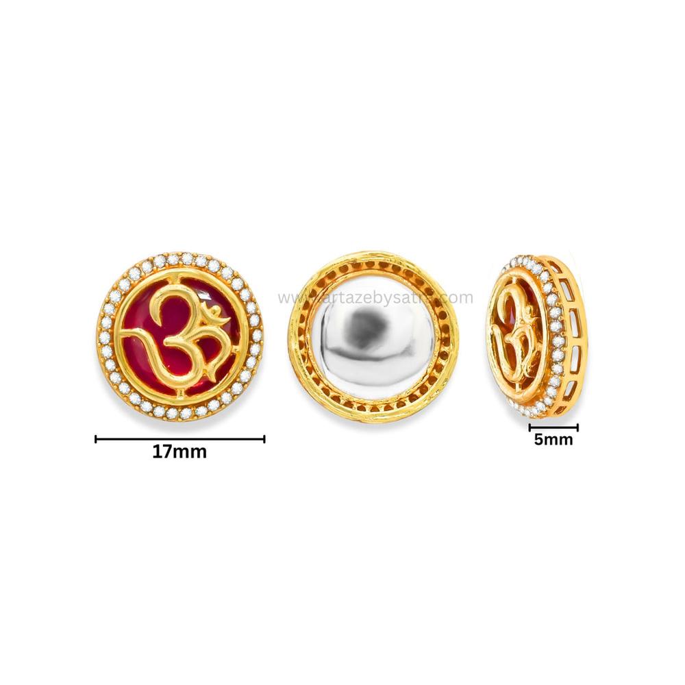 Om Meenakari Kundan Beads | Size : 17mm | Qty : 12pcs