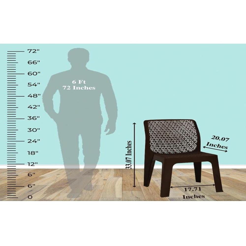 Italica Designer Without Arm Chair - Plastic Material, Solid Back, Brown Color | Eco-friendly, Lightweight, Easy-clean Coating, Versatile Use