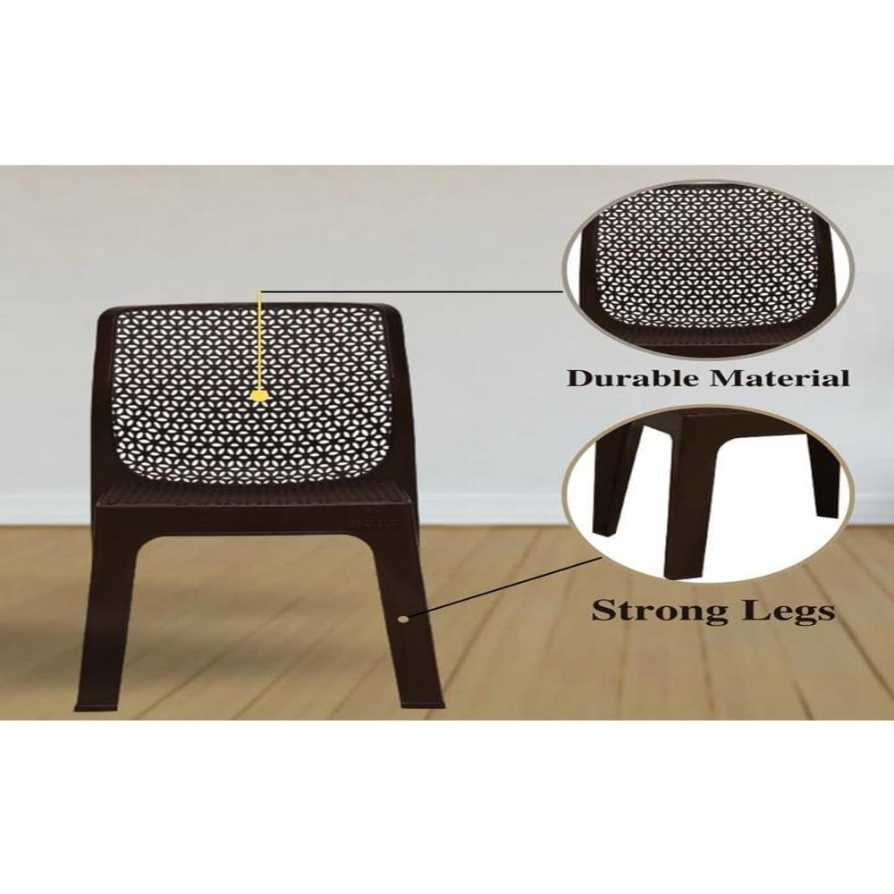 Italica Designer Without Arm Chair - Plastic Material, Solid Back, Brown Color | Eco-friendly, Lightweight, Easy-clean Coating, Versatile Use