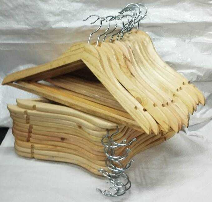 17  Inch Wooden Clothes Hanger - Color: Beige