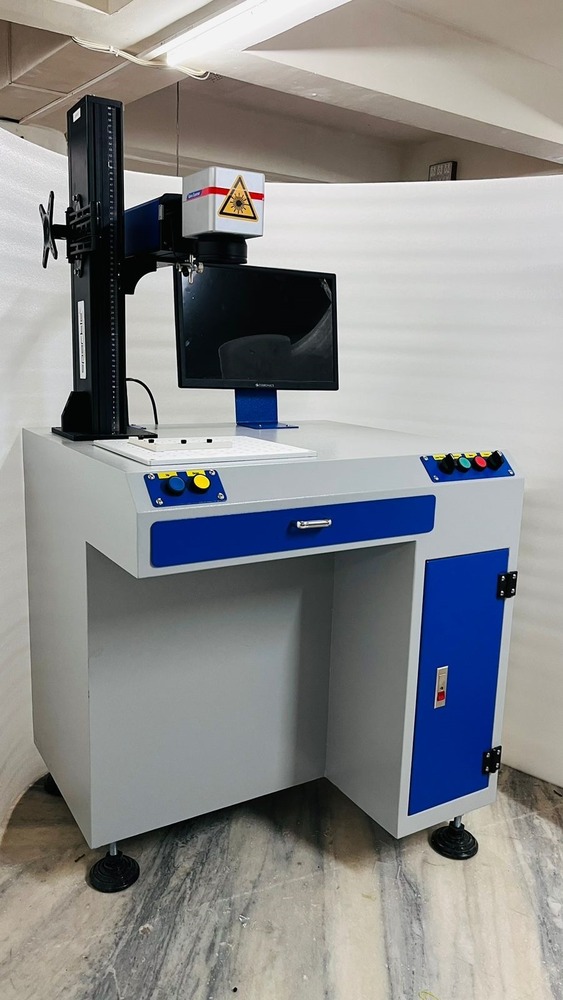 Laser Marking Machine For Mrp Marking - 50w Fiber Laser, 8000 Mm/s Speed, 110 Mm X 110 Mm Area, Air Cooling | 1 Year Warranty, New Condition, White Color