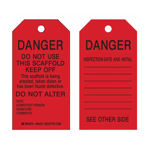 Scaffolding Lockout Tags - Color: Red