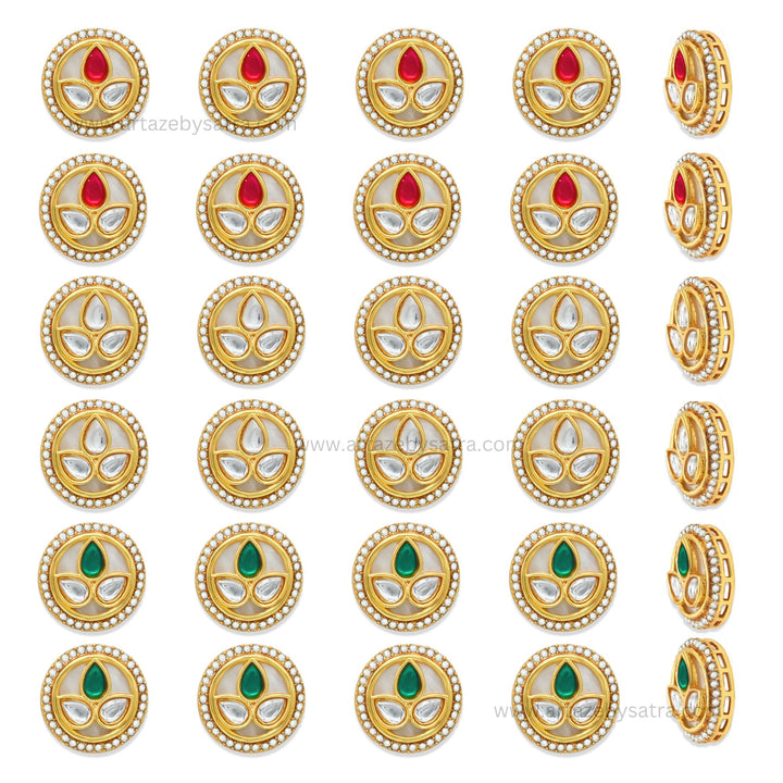 Meenakari Kundan Beads | Size : 19mm | Qty : 12pcs