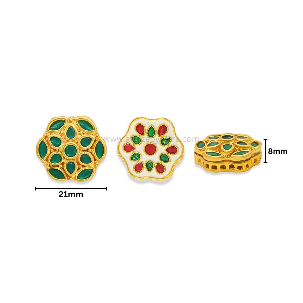 Meenakari Kundan Beads | Size : 21mm | Qty : 6pcs