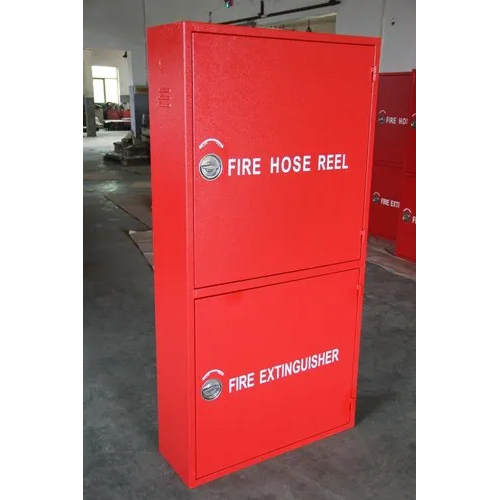 Double Door Fire Hose Reel Cabinet - Color: Red