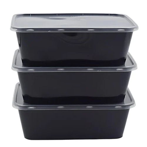 500Ml Black Rectangle Food Box - Hardness: Rigid