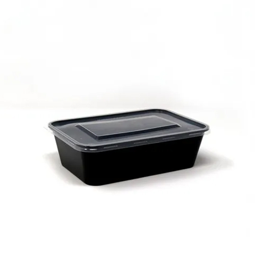 650Ml Black Rectangle Food Box - Hardness: Rigid